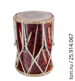Traditional Indian drum isolated on white. Стоковое фото, фотограф Анастасия Мелешкина / Фотобанк Лори