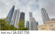 Timelapse View On Singapore downtown City Skyscrapers. Стоковое видео, видеограф Кирилл Трифонов / Фотобанк Лори
