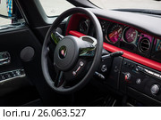 BERLIN - JUNE 14, 2015: The cockpit of the luxury car Rolls-Royce Phantom Drophead Coupe (since 2007). The Classic Days on Kurfuerstendamm. Редакционное фото, фотограф Sergey Kohl / Фотобанк Лори
