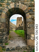View through arch. Khertvisi fortress on mountain. Georgia (2016 год). Стоковое фото, фотограф Elena Odareeva / Фотобанк Лори