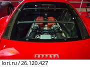 STUTTGART, GERMANY - MARCH 02, 2017: Engine compartment of the Ferrari 360 Challenge Stradale. Europe's greatest classic car exhibition "RETRO CLASSICS" Редакционное фото, фотограф Sergey Kohl / Фотобанк Лори
