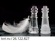 Glass chess kings and white leather. Стоковое фото, фотограф Tatjana Romanova / Фотобанк Лори