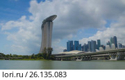 Panoramic  day motion timelapse - Singapore Marina Bay and Gardens. Стоковое видео, видеограф Кирилл Трифонов / Фотобанк Лори