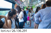 Passengers inside Singapore monorail train  motion timelapse. Редакционное видео, видеограф Кирилл Трифонов / Фотобанк Лори
