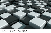 Realistic Movement of cubes. Futuristic background with black and white cubes. Cubes with reflection. Стоковое видео, видеограф Роман Будников / Фотобанк Лори