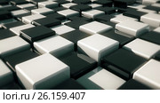 Realistic Movement of cubes. Futuristic background with black and white cubes. Cubes with reflection. Стоковое видео, видеограф Роман Будников / Фотобанк Лори