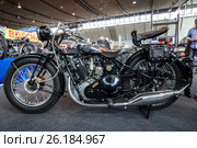 STUTTGART, GERMANY - MARCH 03, 2017: Motorcycle BSA Sloper, 1931. Europe's greatest classic car exhibition "RETRO CLASSICS" Редакционное фото, фотограф Sergey Kohl / Фотобанк Лори