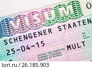 Schengen visa for multiple crossing the border. Стоковое фото, фотограф Дмитрий Калиновский / Фотобанк Лори