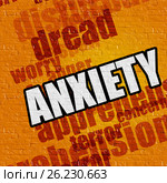 Modern medicine concept: Anxiety on Yellow Brickwall . Стоковая иллюстрация, иллюстратор Илья Урядников / Фотобанк Лори