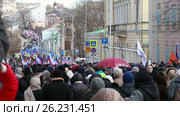 26 февраля 2017 года - марш памяти Бориса Немцова в Москве. Редакционное видео, видеограф Овсеенко Надежда / Фотобанк Лори