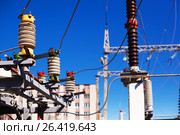 Electric equipment of power transformer substation (2017 год). Редакционное фото, фотограф Владимир Арсентьев / Фотобанк Лори