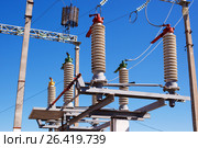 Electric equipment of power transformer substation (2017 год). Редакционное фото, фотограф Владимир Арсентьев / Фотобанк Лори