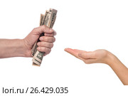Male hand squeezing tightly some banknotes. Стоковое фото, фотограф Валерий Бочкарев / Фотобанк Лори