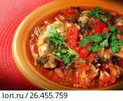 Food of ethnic cuisine of Georgia - Чахохбили. Стоковое фото, фотограф ElenArt / Фотобанк Лори