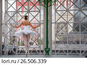 Балерина исполняет хореографическую миниатюру "Умирающий лебедь" на сцене на Тверской площади города Москвы, Россия (2017 год). Стоковое фото, фотограф Николай Винокуров / Фотобанк Лори