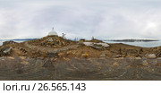 spherical Panorama 360 degrees 180 Buddhist stupa of enlightenment Ogoy on an island in Lake Baikal. vr content. Стоковое фото, фотограф Zakirov Aleksey / Фотобанк Лори