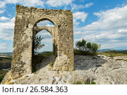 Gate on Tapshan Plateau of Cave City in Cherkez-Kermen Valley, Crimea (2016 год). Стоковое фото, фотограф Юлия Машкова / Фотобанк Лори