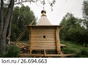 Часовня и источник на Спасском озере. Россия, Архангельская область, Каргопольский район (2015 год). Стоковое фото, фотограф Яковлев Сергей / Фотобанк Лори