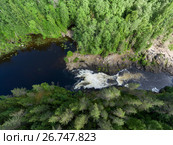 Русло реки Суна и водопад Кивач. Карелия. Вид сверху. Стоковое фото, фотограф Кекяляйнен Андрей / Фотобанк Лори