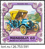 Packard 1909 года. Марка Монголии 1980 года. Стоковое фото, фотограф Владимир Макеев / Фотобанк Лори