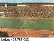 Москва. Футбольный матч на центральном стадионе имени Ленина. 1957. Редакционное фото, фотограф Retro / Фотобанк Лори