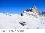 View of ski resort in Alps. Стоковое фото, фотограф Донцов Евгений Викторович / Фотобанк Лори
