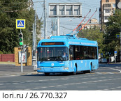 Троллейбус № 54 "Метро Филёвский парк - Тишинская площадь". Улица Пресненский Вал. Пресненский район. Город Москва (2017 год). Редакционное фото, фотограф lana1501 / Фотобанк Лори
