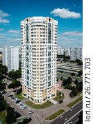 Москва, улица Ключевая, 20 современный многоэтажный жилой дом (2017 год). Стоковое фото, фотограф glokaya_kuzdra / Фотобанк Лори