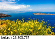 View of Mirabello Bay and Pseira Island, Sitia, Crete, Greece (2017 год). Стоковое фото, фотограф photoff / Фотобанк Лори