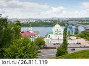 Вид на церковь Алексия, митрополита Московского. Благовещенский монастырь. Лето. Нижний Новгород (2017 год). Редакционное фото, фотограф E. O. / Фотобанк Лори