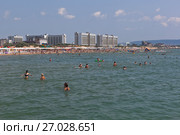 Вид с моря на пляж курортного посёлка Джемете, Анапа (2017 год). Редакционное фото, фотограф Николай Мухорин / Фотобанк Лори