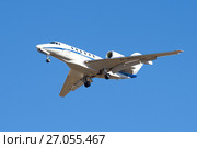 Самолет Cessna 750 Citation X (D-BOOC) авиакомпании Air X Charter перед посадкой в аэропорту Пулково (2016 год). Редакционное фото, фотограф Виктор Карасев / Фотобанк Лори