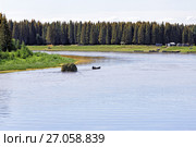 Сибирь,окрестности села Няксимволь ,Югра. Перевозка сена по реке Северная Сосьва. Стоковое фото, фотограф Круглов Олег / Фотобанк Лори