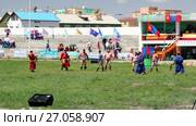 Mongolian wrestlers competition on sport stadium of Altai city in south-west of Mongolia. (2017 год). Редакционное видео, видеограф Сергей Пристяжнюк (Serg Zastavkin) / Фотобанк Лори