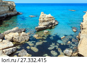 Sea beach Spiaggia della Punticeddha, Salento, Italy (2017 год). Стоковое фото, фотограф Юрий Брыкайло / Фотобанк Лори