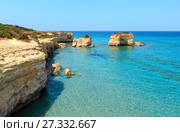 Sea beach Spiaggia della Punticeddha, Salento, Italy (2017 год). Стоковое фото, фотограф Юрий Брыкайло / Фотобанк Лори