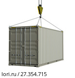 Service delivery - cargo container hoisted by hook. Стоковая иллюстрация, иллюстратор Кирилл Черезов / Фотобанк Лори