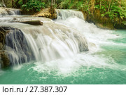 Tat Kuang Si Waterfalls. Beautiful landscape. Laos. (2017 год). Редакционное фото, фотограф Ольга Хорошунова / Фотобанк Лори