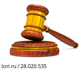 wooden gavel on white background. Isolated 3D illustration. Стоковая иллюстрация, иллюстратор Ильин Сергей / Фотобанк Лори