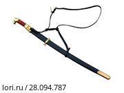 Cossack shashka in scabbard, isolated on white backround. Стоковое фото, фотограф Евгений Харитонов / Фотобанк Лори