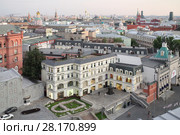 RUSSIA, MOSCOW - 30 JUL, 2015: Cityscape with many beautiful buildings from viewing point in Detsky mir store. Редакционное фото, фотограф Losevsky Pavel / Фотобанк Лори