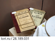 Книги, которые читали члены царской семьи. Фрагмент экспозиции кабинета-музея императора Николая II. Тобольск. Тюменская область (2018 год). Редакционное фото, фотограф Сергей Афанасьев / Фотобанк Лори