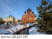 Город Тула. Собор Успения Пресвятой Богородицы Успенского монастыря XIX века зимним днём на фоне голубого неба (2018 год). Стоковое фото, фотограф Игорь Низов / Фотобанк Лори