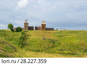 Переславль-Залесский, Ярославская область. Александрова гора (Ярилина плешь). Декорации исторической реконструкциии Невской битвы (2017 год). Стоковое фото, фотограф Елена Коромыслова / Фотобанк Лори