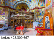 Interior of the Greek Orthodox Church of the Twelve Apostles in Capernaum by the Sea of Galilee (Lake Tiberias), Israel, Middle East. Стоковое фото, агентство BE&W Photo / Фотобанк Лори