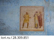 Ancient painted wall frescoes at the ancient Roman city of Pompei, Italy. Стоковое фото, агентство BE&W Photo / Фотобанк Лори