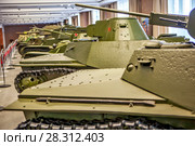 Лёгкие танки времён Второй мировой войны. Выставочный центр музея военной техники «Боевая слава Урала». Верхняя Пышма. Свердловская область (2018 год). Редакционное фото, фотограф Сергей Афанасьев / Фотобанк Лори