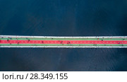 top view of pedestrian on Park bridge and Dnieper river in city Kiev , Ukraine. Стоковое фото, фотограф Ярослав Данильченко / Фотобанк Лори
