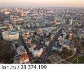 Ministry of Internal Affairs, Sofievskaya square and St. Michael's Cathedral, the city center and Vladimirsky Proyezd in the city of Kyiv. Стоковое фото, фотограф Ярослав Данильченко / Фотобанк Лори
