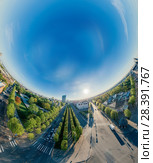 Sphere Planet City center houses in Riga city, Hotel, Latvia 360 VR Drone picture for Virtual reality, Panorama. Стоковое фото, фотограф Aleksejs Bergmanis / Фотобанк Лори